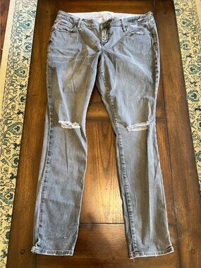 Slink Curvy Jeans Gray Skinny Distressed Ripped Knee Stretch High Rise Jegging14